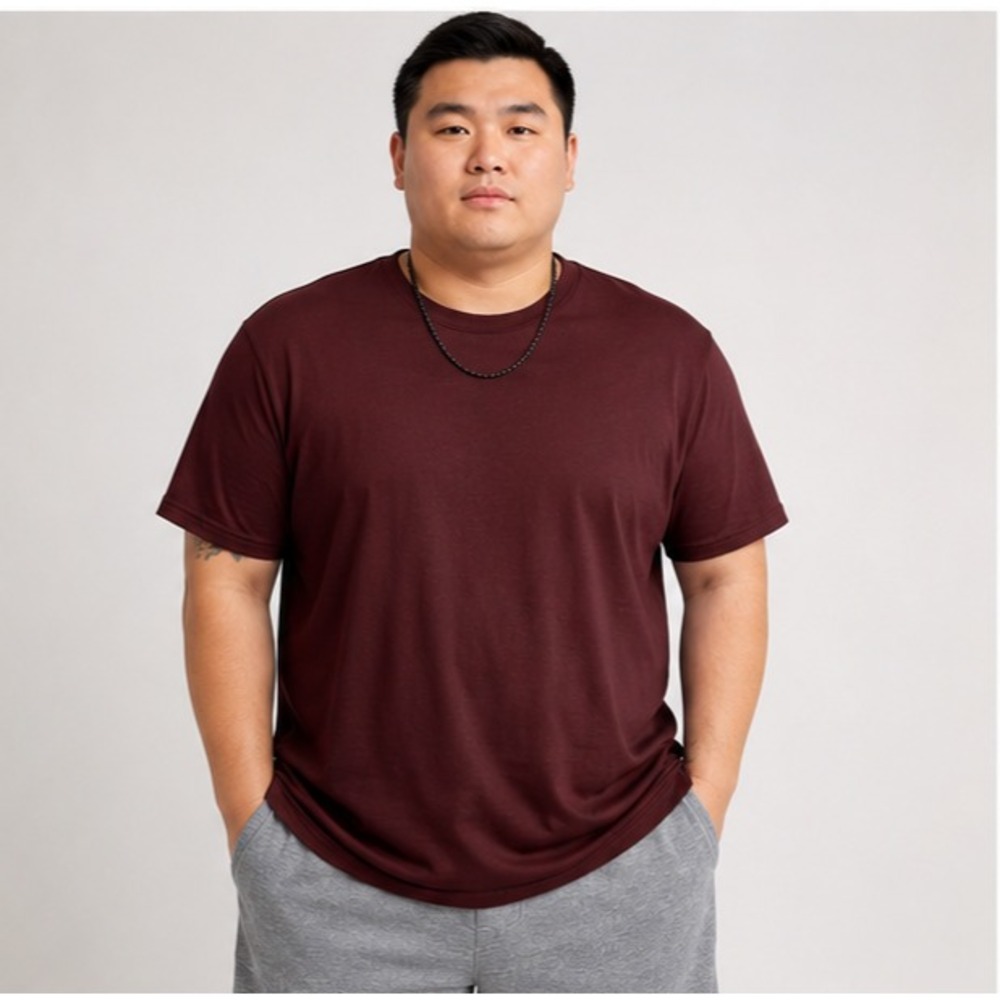 Hanes Beefy-T Mens T-Shirt XL Burgundy Cotton Crew Neck Short Sleeve Casual
